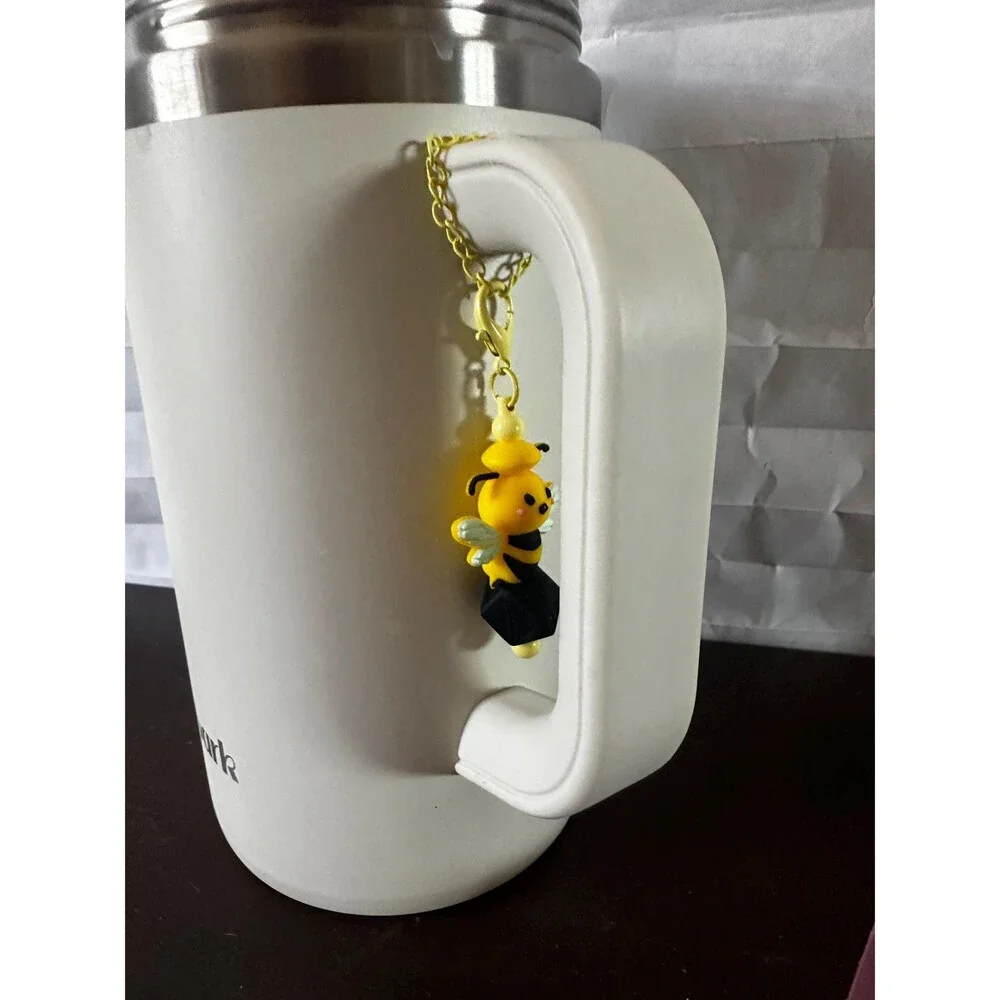 Handmade Coffee Travel Mug Charms Drink ID Tags Cup Accessories Gift Bumble Bee